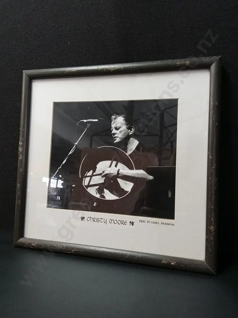FRAMED CHRISTY MOORE IMAGE BY GARRY BRANDON 36CM X 33CM Image 1++