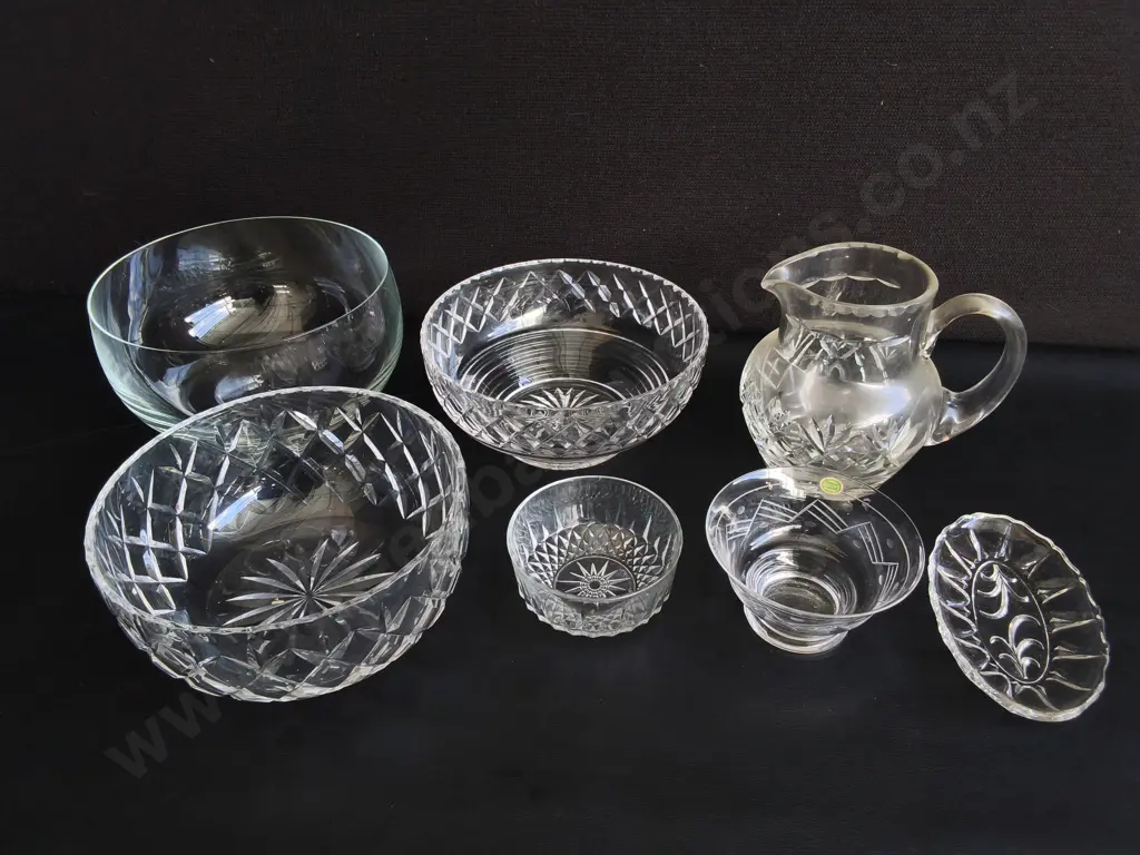 MIX OF VINTAGE GLASSWARE, INCLUDING STUART CRYSTAL AND ARCOROC FRANCE, 7 PIECES, TALLEST H 16 CM Image 1++