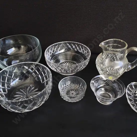 MIX OF VINTAGE GLASSWARE, INCLUDING STUART CRYSTAL AND ARCOROC FRANCE, 7 PIECES, TALLEST H 16 CM