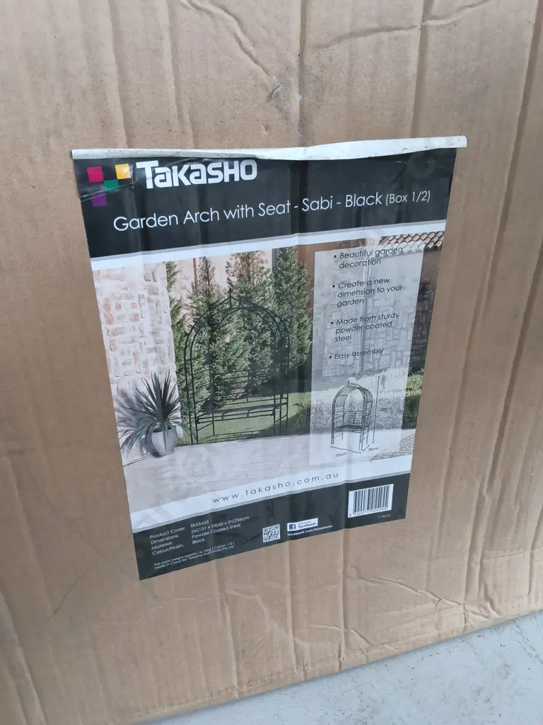 BRAND NEW TAKASHO GARDEN ARCH WITH SEAT H 236 CM X W 131 CM X D 50 CM Image 1++