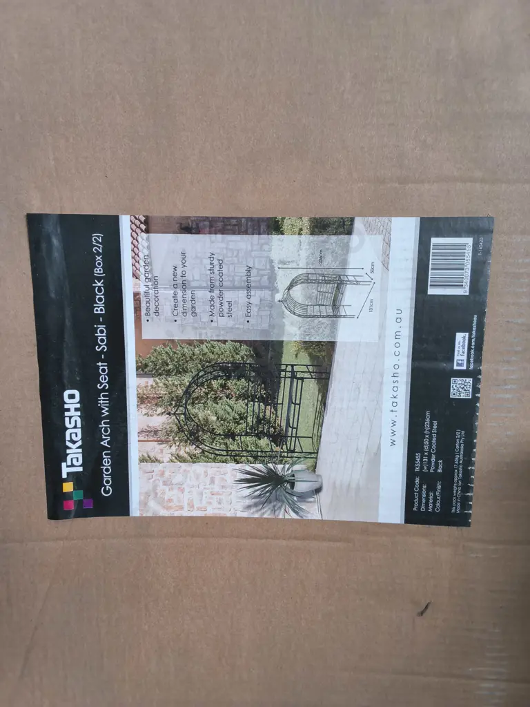 BRAND NEW TAKASHO GARDEN ARCH WITH SEAT H 236 CM X W 131 CM X D 50 CM Image 1++