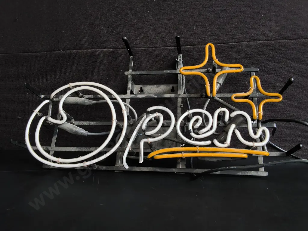 VINTAGE OPEN NEON SIGN, W 58 CM X H 30 CM GLASS BROKEN ON BOTTOM OF LETTER P Image 1++