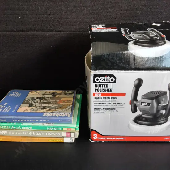 OZITO BUFFER POLISHER AND 4 BOOKS ON BUILDING