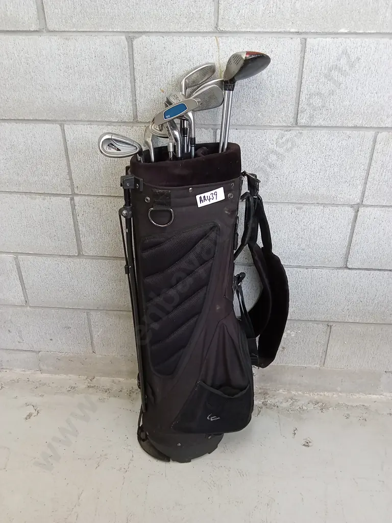 SET OF GOLF CLUBS IN MULTI POCKET CARRYING STAND Image 1++