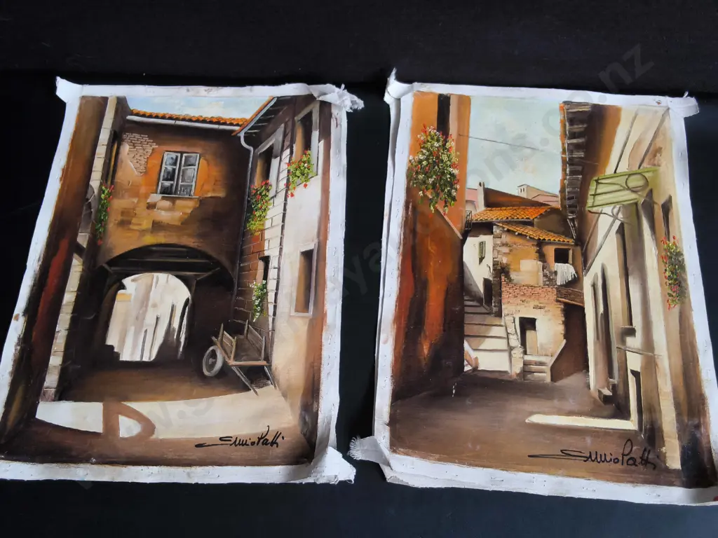 4 ORIGINAL CANVAS PAINTINGS, SIGNED EMILIO PATTI, 1984, H 52 CM Image 1++