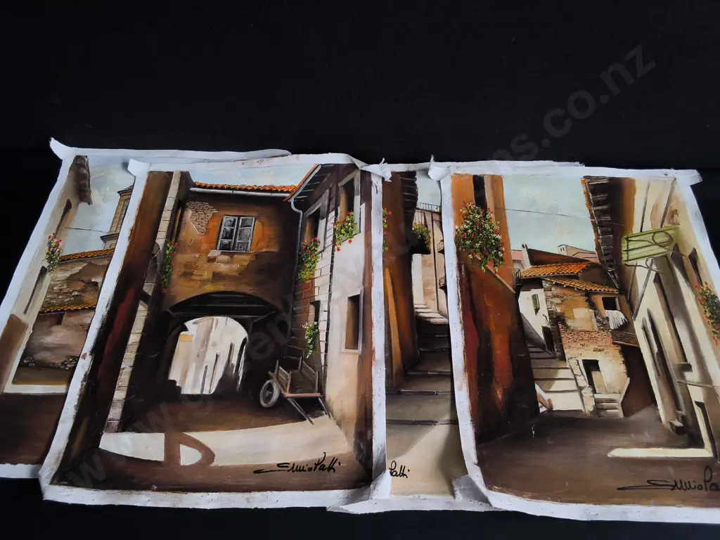 4 ORIGINAL CANVAS PAINTINGS, SIGNED EMILIO PATTI, 1984, H 52 CM Image 1++