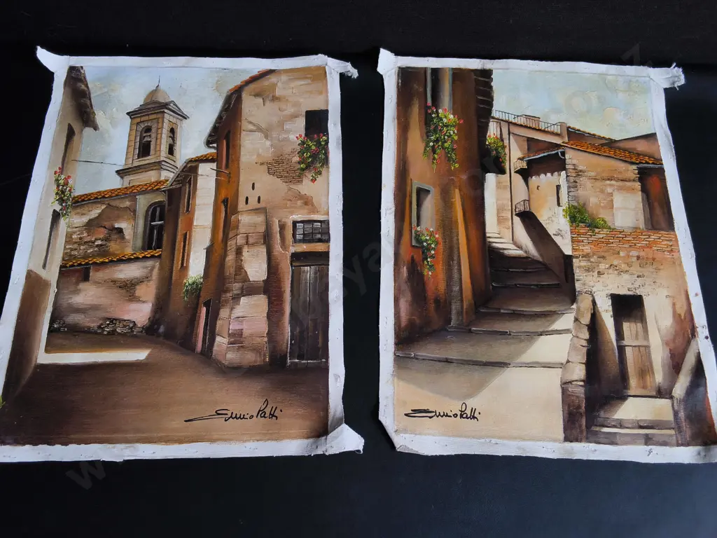 4 ORIGINAL CANVAS PAINTINGS, SIGNED EMILIO PATTI, 1984, H 52 CM Image 1++