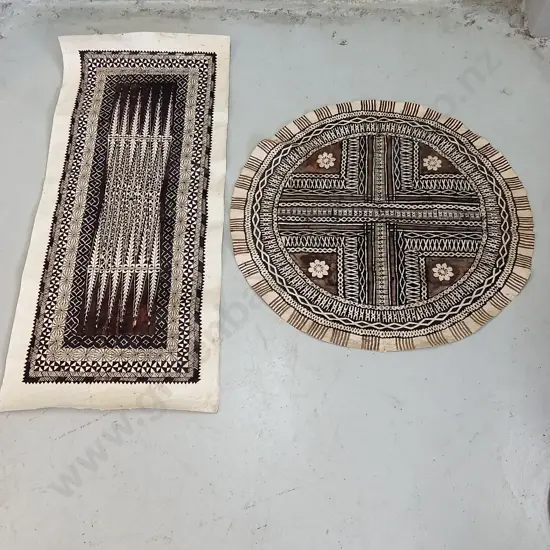 TWO TAPA CLOTH PIECES, 133CM X 58CM & 90CM
