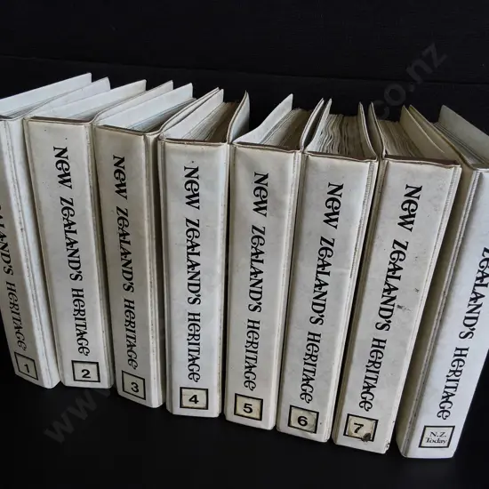 STACK OF NEW ZEALAND'S HERITAGE MAGAZINE BINDERS, VOLUMES 1-7