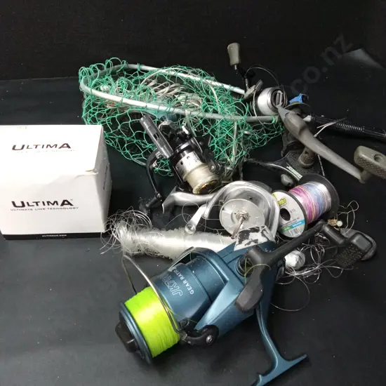 BOX OF FISHING GEAR
