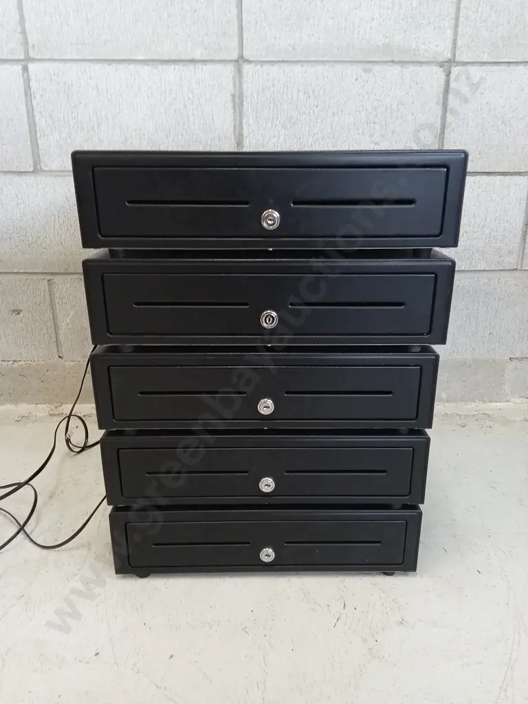 5 CASH DRAWERS WITH ONE UNIVERSAL KEY, H 10CM X W 41CM D X 42CM Image 1++