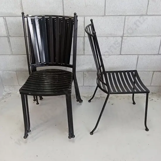 STACK OF 5 BLACK METAL CHAIRS