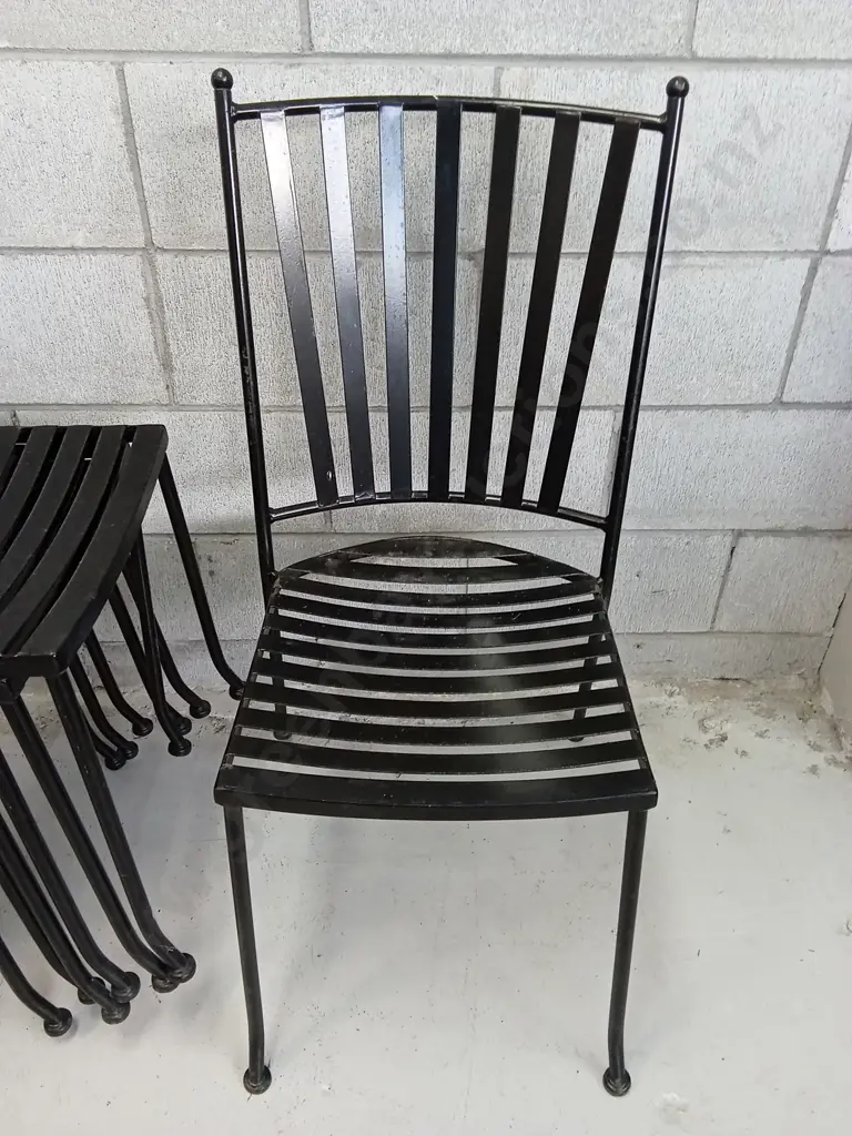 STACK OF 8 BLACK METAL CHAIRS Image 1++
