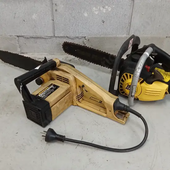 PAIR OF GAS AND ELECTRIC CHAINSAWS
