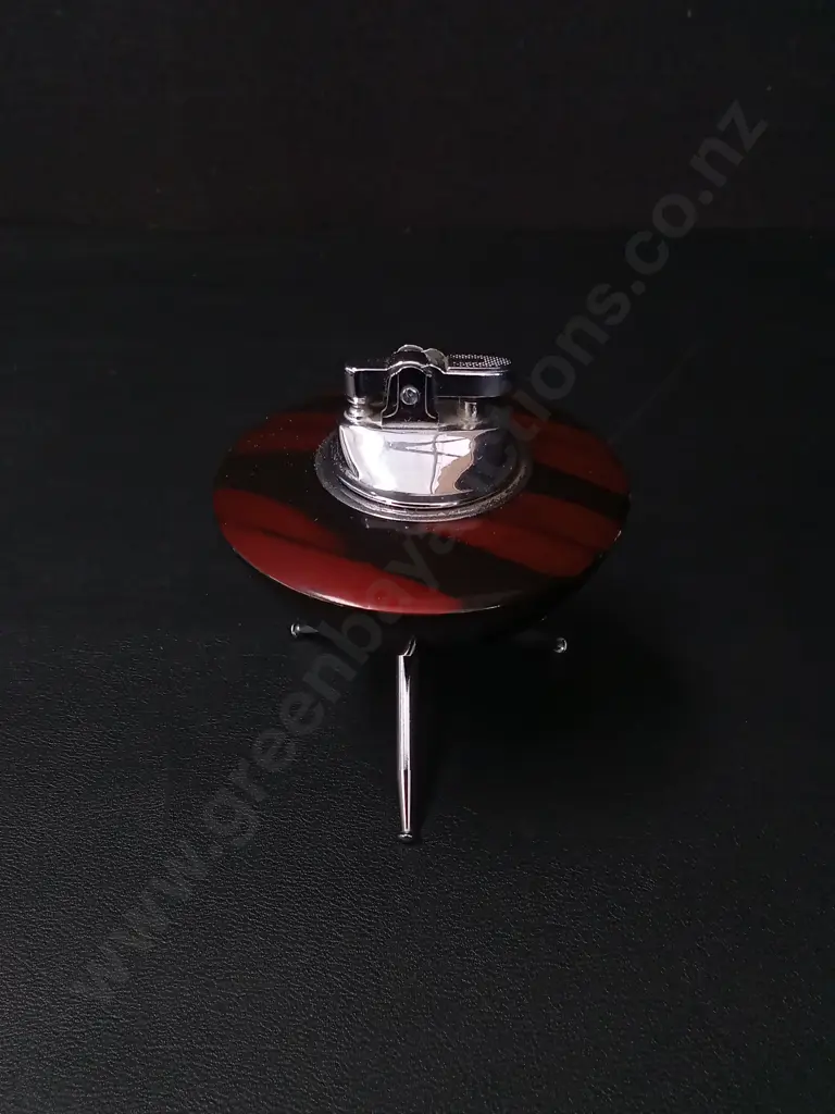 VINTAGE MID-CENTURY UFO SPUTNIK-STYLE TRIPOD TABLE LIGHTER H10CM Image 1++