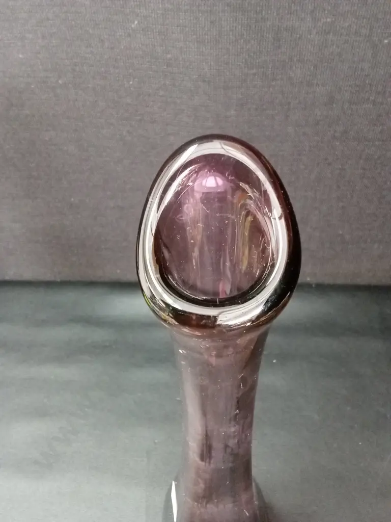 MID-CENTURY HEAVY AMETHYST HAND BLOWN GLASS VASE H36CM Image 1++