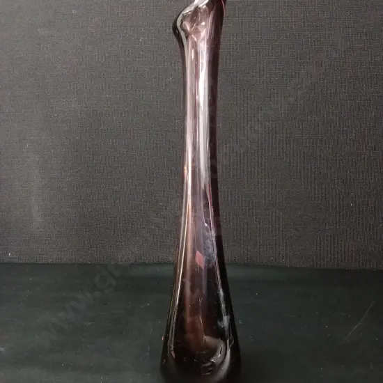 MID-CENTURY HEAVY AMETHYST HAND BLOWN GLASS VASE H36CM