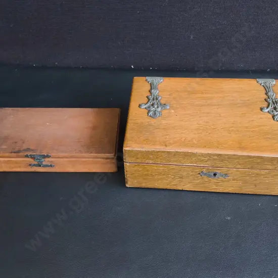 PAIR OF WOODEN JEWELRY BOXES INCLUDING CONTENTS