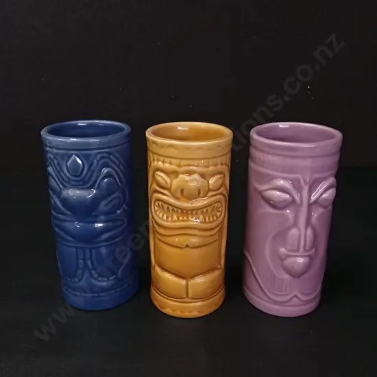 3 TIKI TUMBLERS H14CM