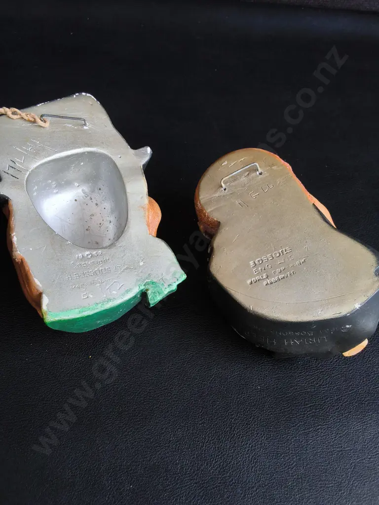 PAIR OF VINTAGE BOSSONS CHALKWARE HEADS, PADDY AND URIAH HEEP, MADE IN ENGLAND, TALLEST H 15 CM Image 1++