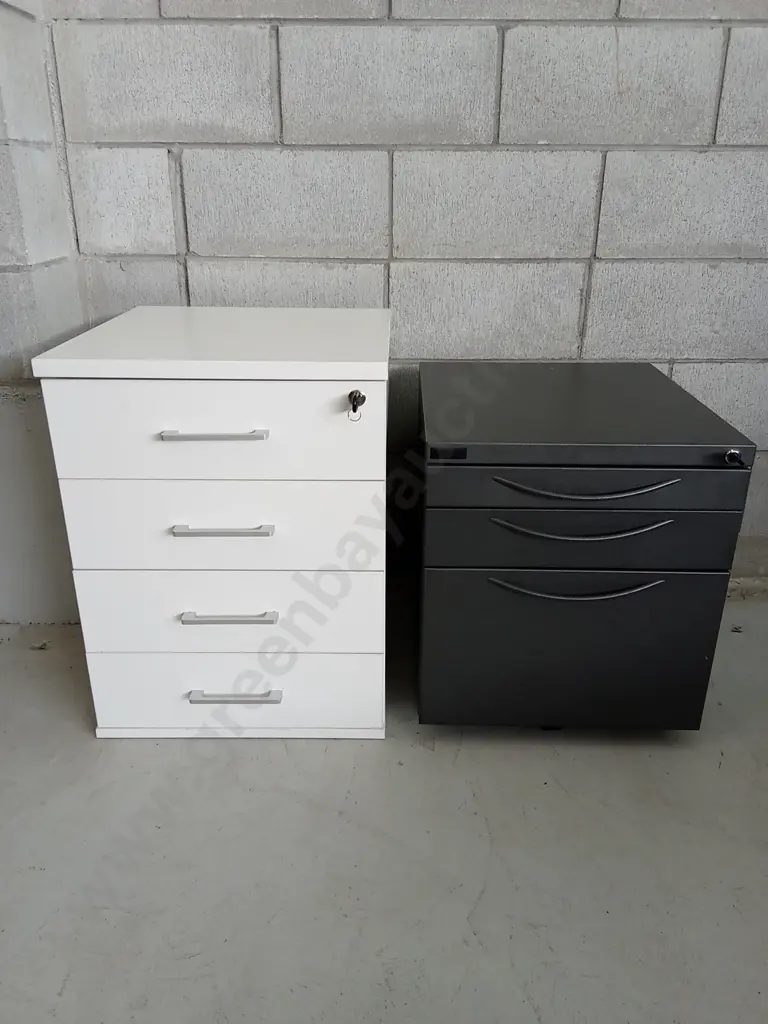 TWO FILING CABINETS, WHITE IS H 64CM X W 48CM X D 48CM Image 1++