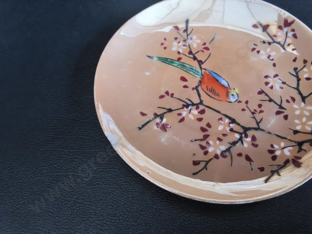 VINTAGE JAPANESE LUSTERWARE TEA SET, 11 PIECES, TALLEST 8 CM, CHIP PICTURED Image 1++