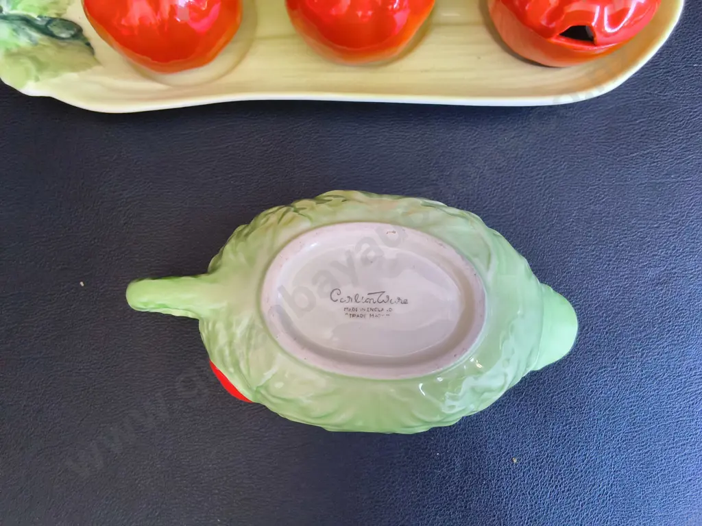 VINTAGE CERAMIC CARLTONWARE "SALAD WARE", INCLUDING CRUET SET TRAY, AND GRAVY BOAT SET, WIDEST W 22 CM Image 1++
