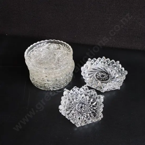 SET OF VINTAGE PRESSED GLASS COASTERS
