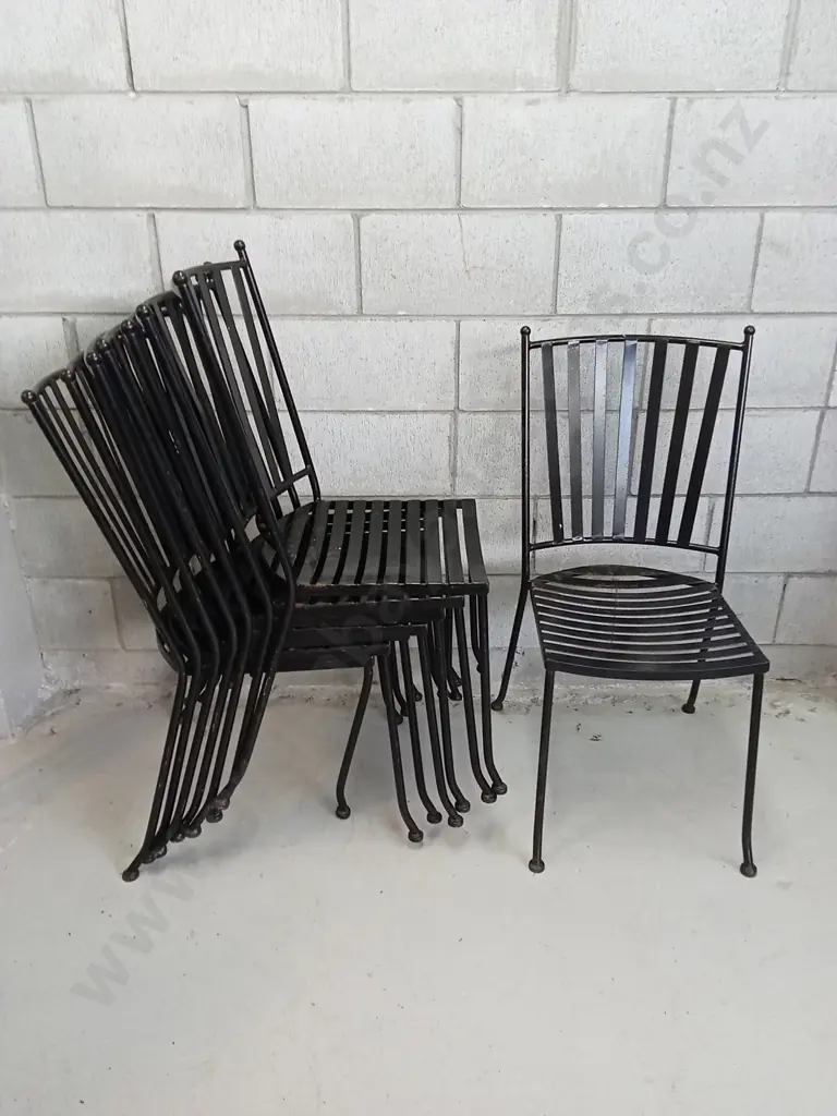 STACK OF 8 BLACK METAL CHAIRS Image 1++