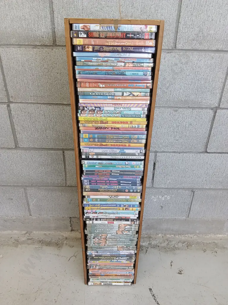 DVD CASE STAND WITH DVDS, H 100CM X W 22CM X D 14CM Image 1++
