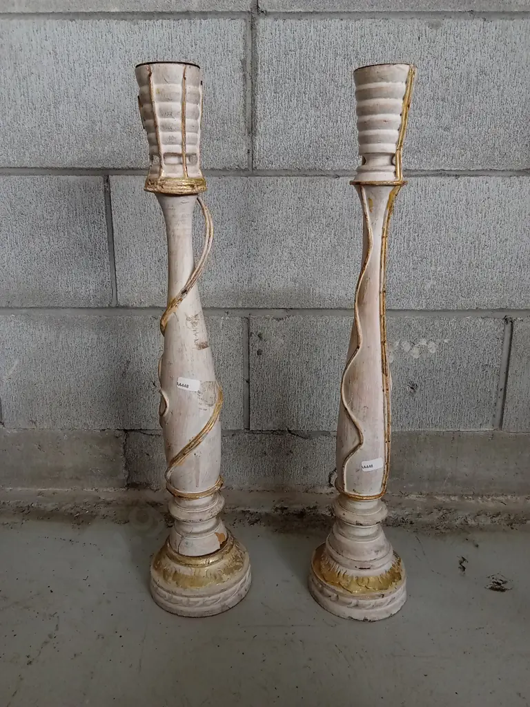 VINTAGE WOODEN CANDLE HOLDERS, 59CM Image 1++