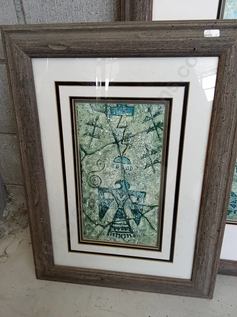 3 FRAMED PIECES OF ART LARGEST MISSING GLASS L1.2CM X H88CM Image 1++