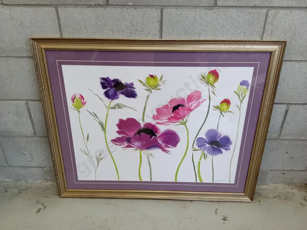 FRAMED FLORAL ART, 100CM X 80CM Image 1++
