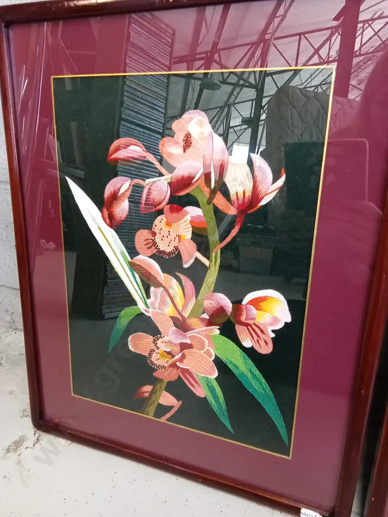 3 FRAMED EMBROIDERED ARTWORKS 43CM X 54CM Image 1++