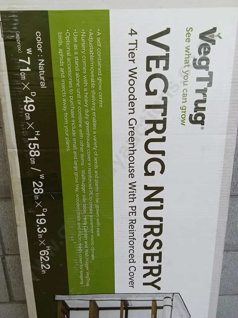 BRAND NEW VEGTRUG NURSERY GREENHOUSE, H 158CM X W 71CM X D 49CM Image 1++