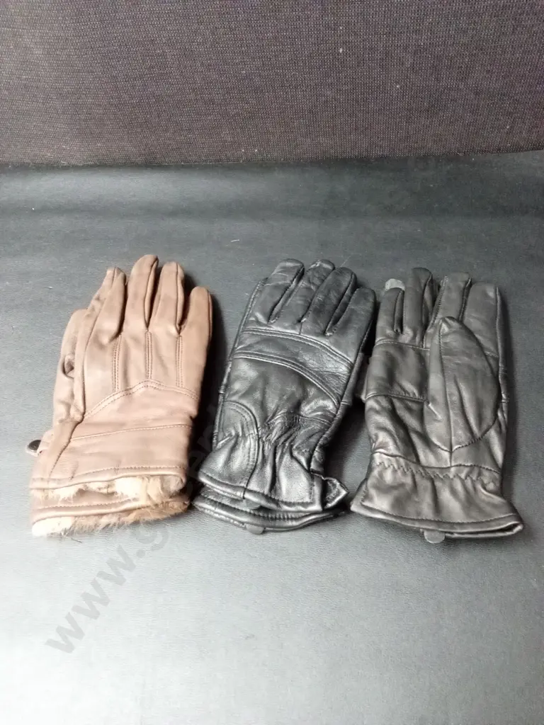 3 PAIRS OF LEATHER GLOVES Image 1++