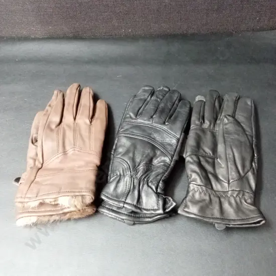 3 PAIRS OF LEATHER GLOVES