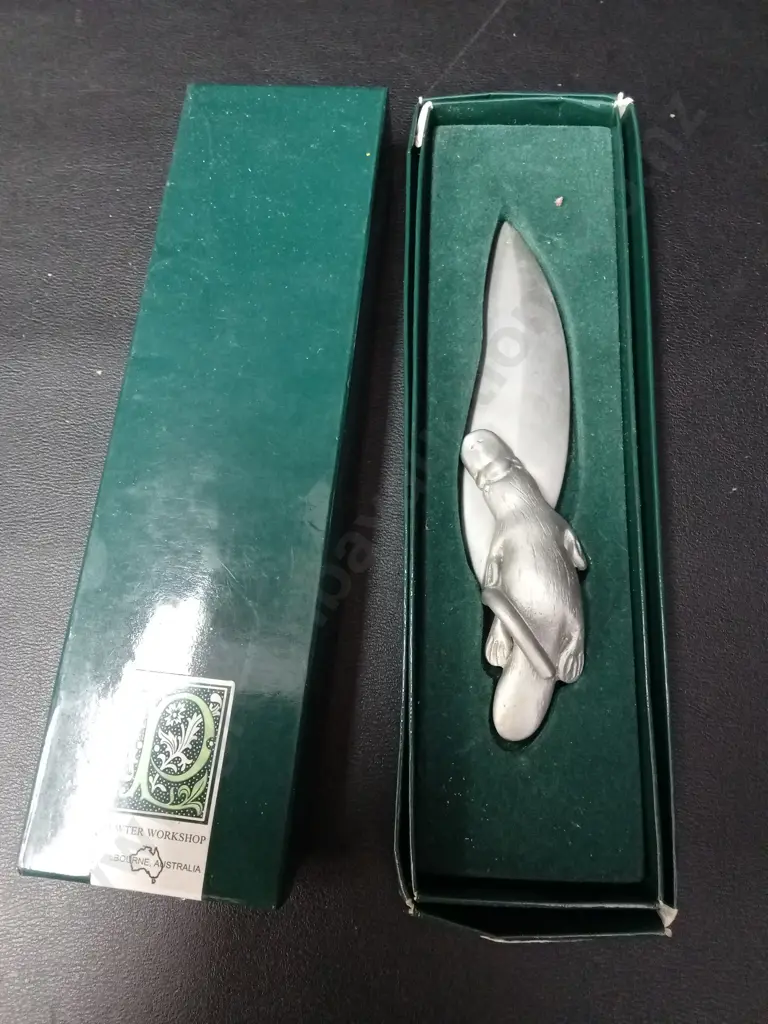2 PEWTER PLATYPUS LETTER OPENERS L15CM Image 1++