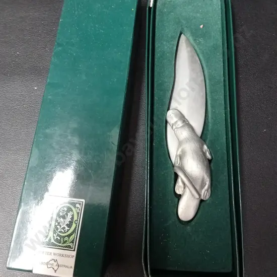 2 PEWTER PLATYPUS LETTER OPENERS L15CM