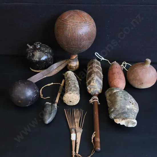 VINTAGE TRIBAL ETHNOGRAPHIC ARTIFACTS, 11 PIECE COLLECTION