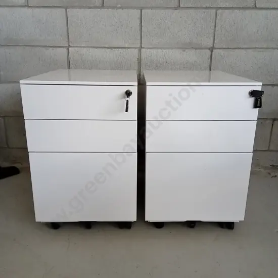 TWO UNDER DESK MOBILES WITH KEY, H 60CM X W 39CM X D 52CM