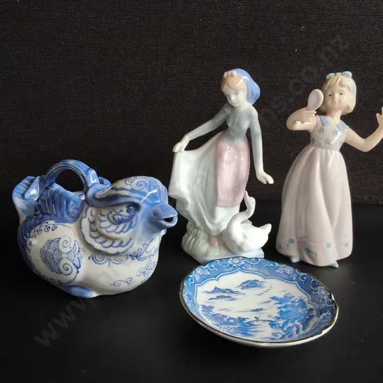 COLLECTION OF VINTAGE CERAMIC AND PORCELAIN PIECES, 4 PIECES, TALLEST H 18 CM