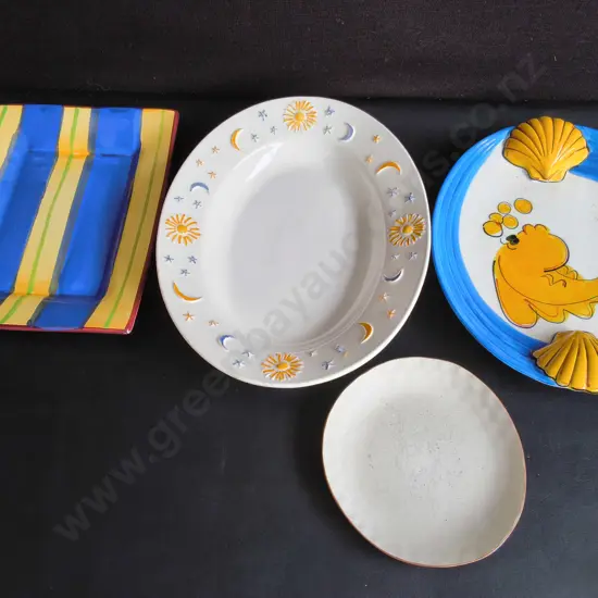 MIX OF SERVING PLATTERS AND PLATES, 4 PIECES, WIDEST W 41 CM