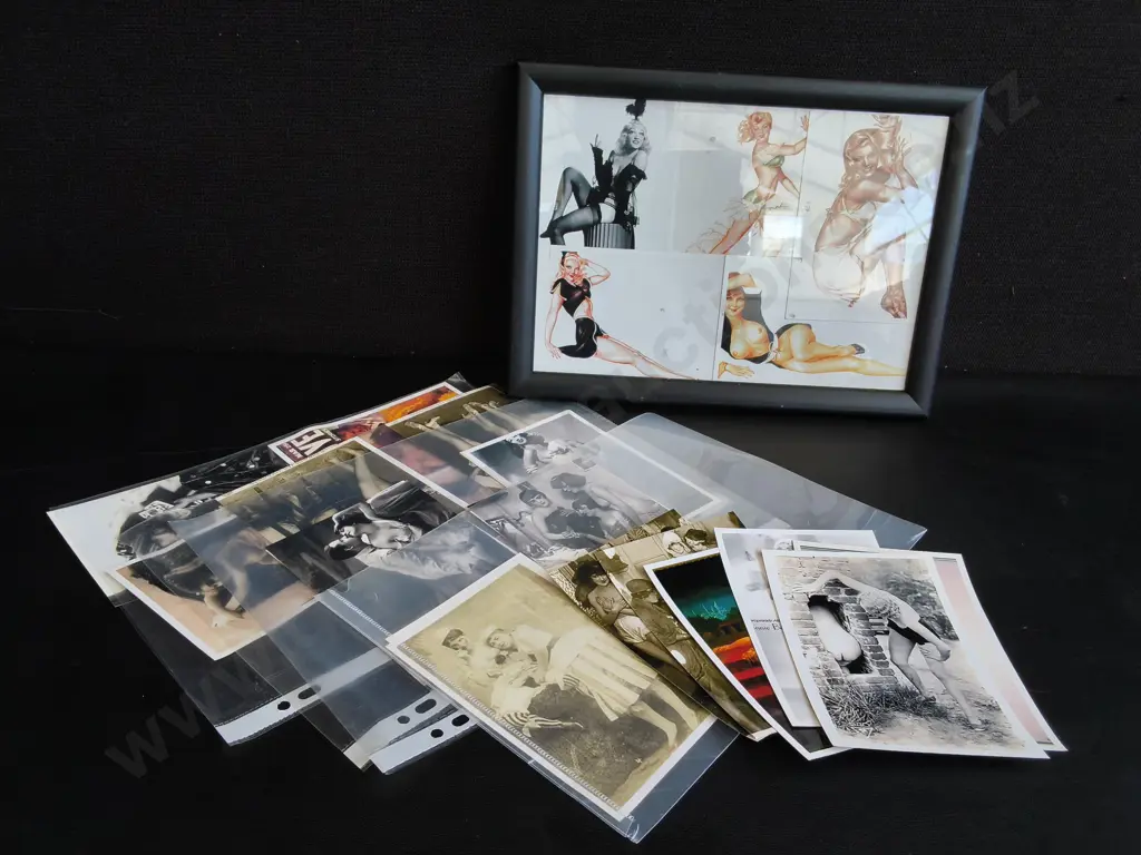 MIX OF VINTAGE PIN UP PHOTOGRAPHS, INCLUDING FRAMED COLLAGE Image 1++
