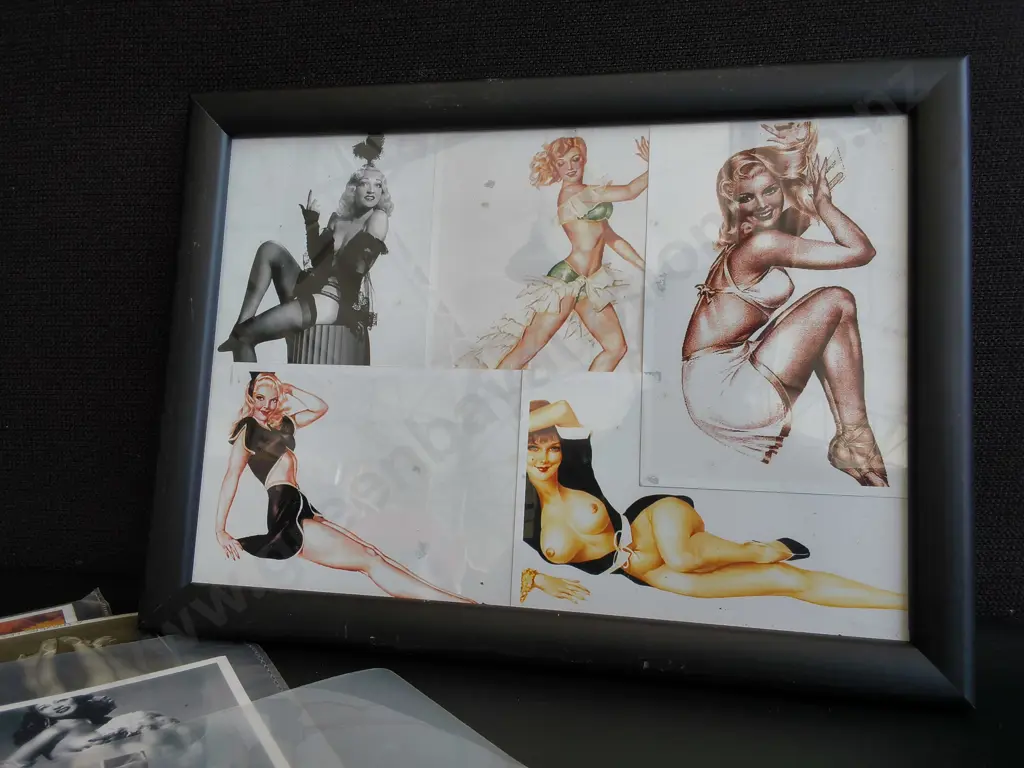 MIX OF VINTAGE PIN UP PHOTOGRAPHS, INCLUDING FRAMED COLLAGE Image 1++