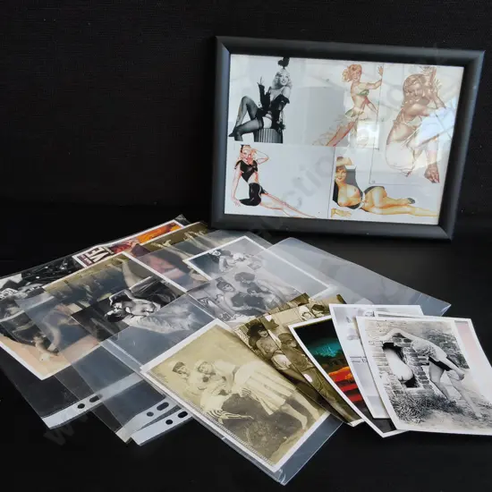 MIX OF VINTAGE PIN UP PHOTOGRAPHS, INCLUDING FRAMED COLLAGE