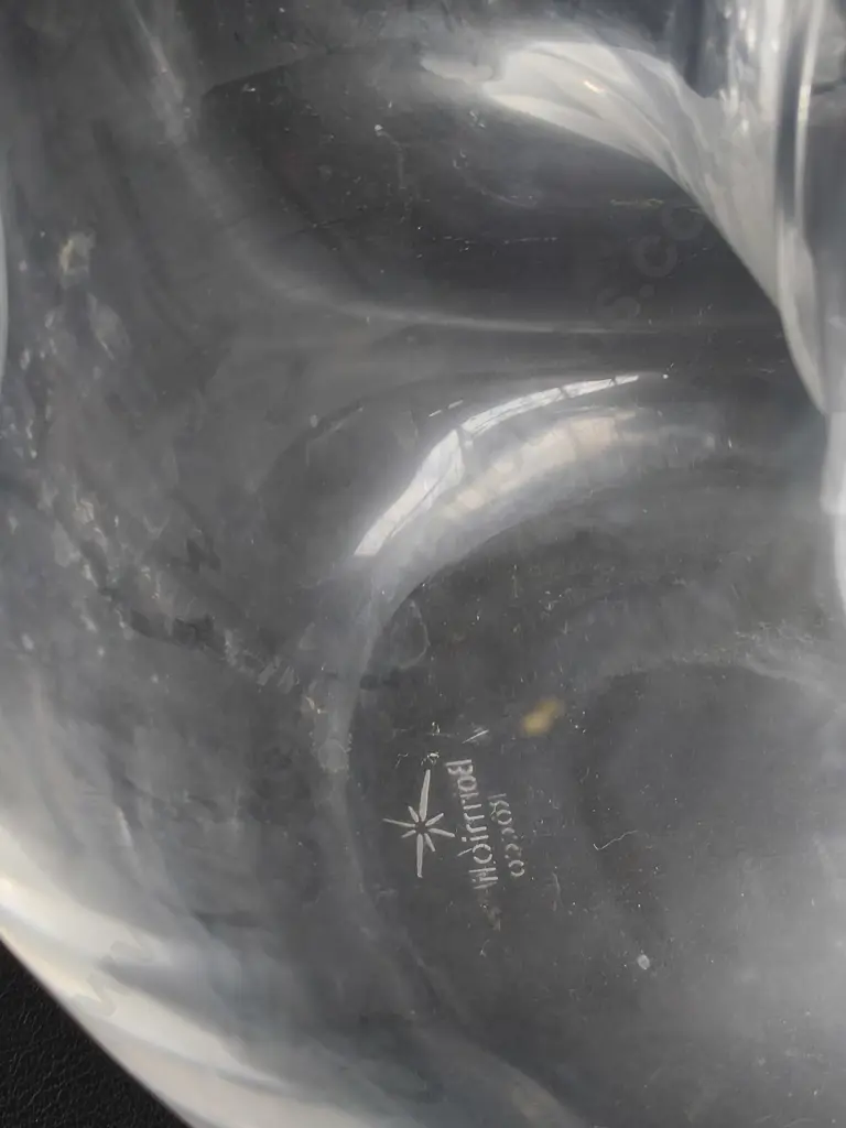 CLEAR GLASS HAND BLOWN DONUT HOLE CARAFE PITCHER, H 30 CM Image 1++