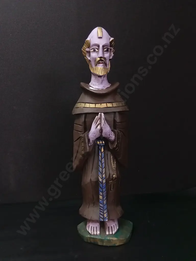 CARVED PRIEST FIGURE H62CM Image 1++