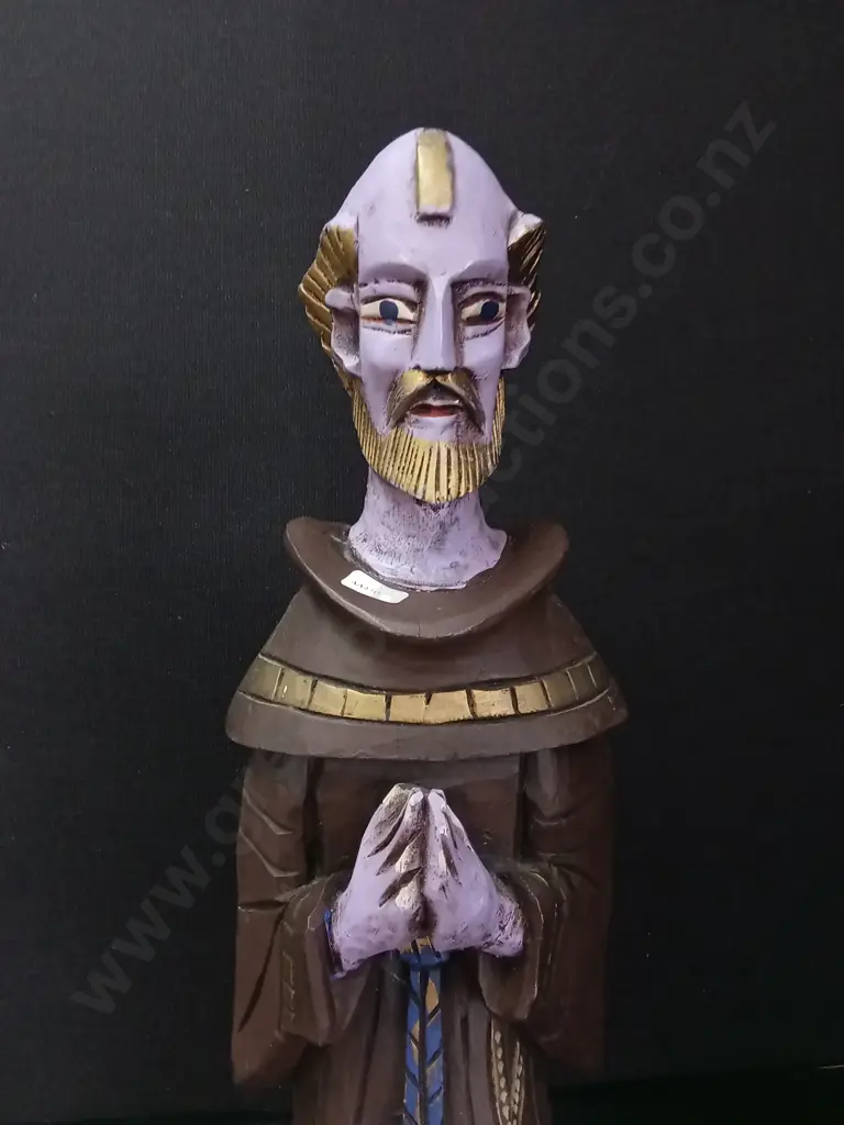 CARVED PRIEST FIGURE H62CM Image 1++