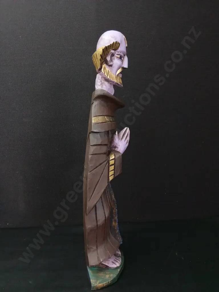 CARVED PRIEST FIGURE H62CM Image 1++